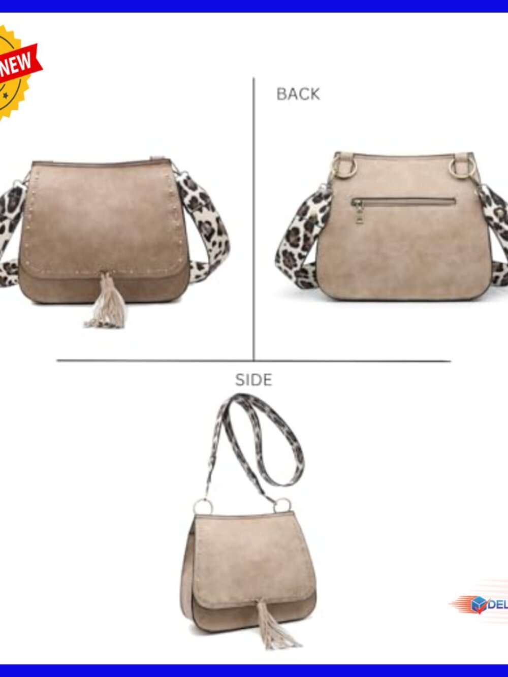 Vegan Leather Crossbody Bag with Detachable Guitar Strap, Spacious Hobo Purse - Picture 6 of 6